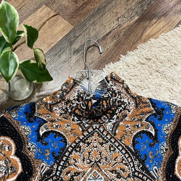 Free People XS Eclipse Combo Paisley Pattern Turtleneck Dolman Chase Me Top - Picture 4 of 7